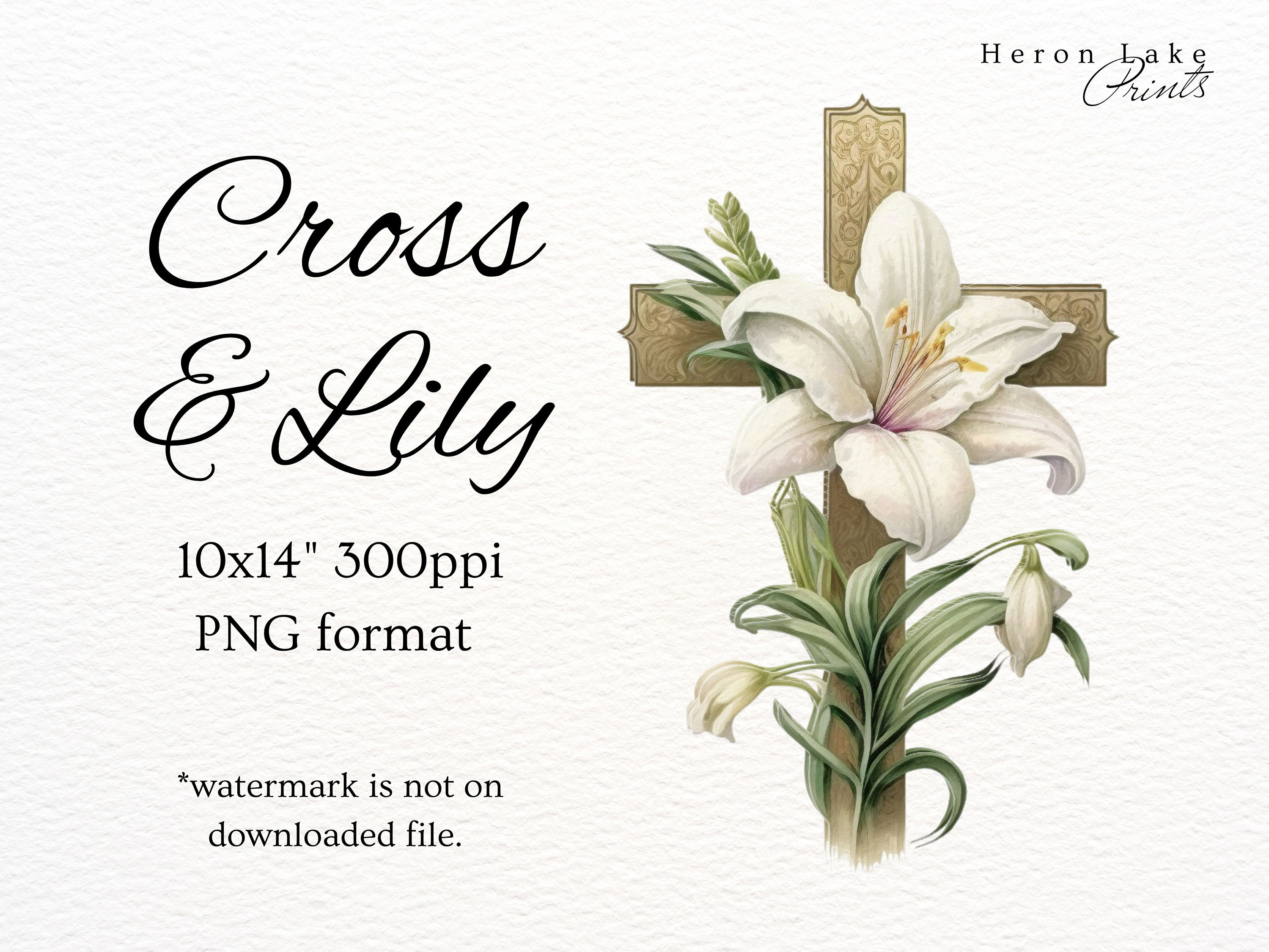 Easter Cross and Lily Sublimation PNG He is Risen Etsy