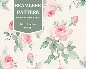 Watercolor Roses Seamless Pattern: Feminine Digital Paper (Instant Download)