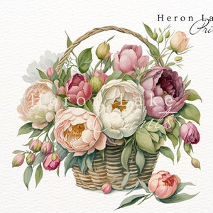 Flower Baskets Clipart in SVG-, PDF- en PNG-indelingen, voor huwelijksuitnodigingen, kaarten, sublimatie, stationaire, ongewenste tijdschriften, Cottagecore