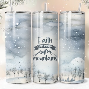 Geloof kan bergen verzetten, Shabby Chic Floral Christian Jesus Tumbler Wrap PNG 20 oz Rechte Tumbler Sublimatie PNG Download Naadloos