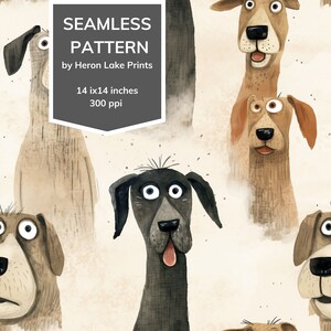Aquarell urkomische Hunde lustiges nahtloses Muster, Print on Demand, kommerzielle Nutzung, Verwendung für den Druck von Textilien, Papierhandwerk,