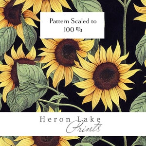 Vintage Sunflower Seamless Pattern on Dark Background | Original Design | Digital JPEG | Scrapbooking, Fabric, Wallpaper | Scalable