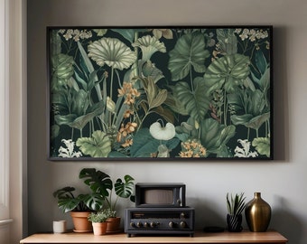 Arte floral para TV Samsung con marco estilo William Morris (descarga instantánea)