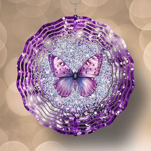 Violet papillon vent Spinner Tumbler pourpre lavande étincelles sublimation PNG 12 x 12 fichier PNG, cadeau de vacances, téléchargement immédiat