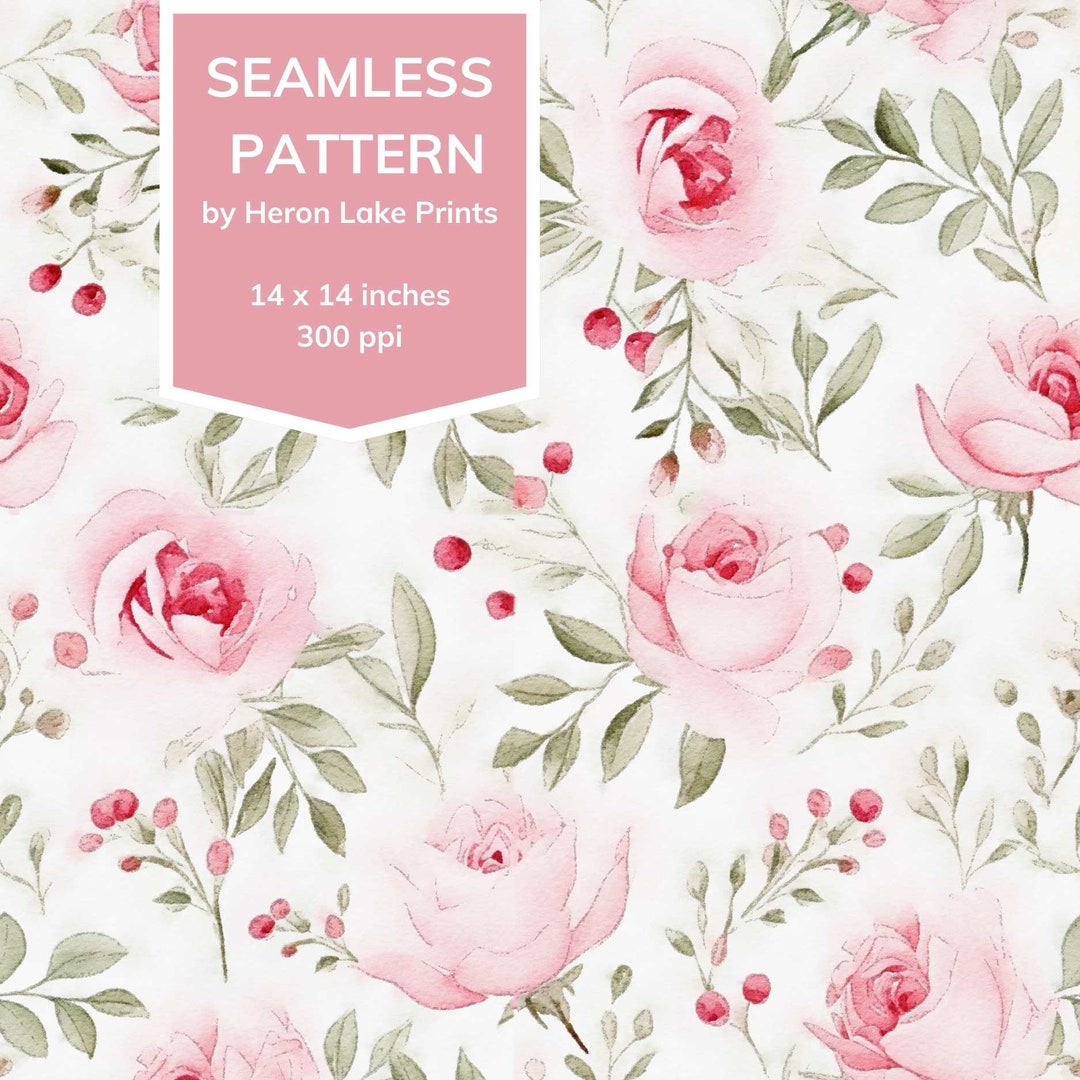 Pink Watercolor Rose Pattern Digitally Printed on Kiana Silk
