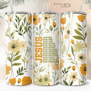 Jesus ist mein Gott PNG Shabby Chic Christian Jesus Tumbler Wrap PNG 20 oz Straight Tumbler Sublimation PNG Instant Download Seamless Design