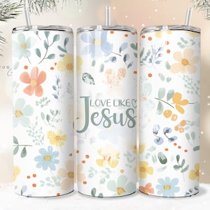Liebe wie Jesus Shabby Chic Christian Jesus Tumbler Wrap PNG 20 oz Gerade Tumbler Sublimation PNG Instant Download Nahtlos