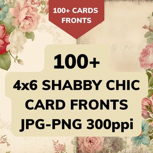 Druckbare Shabby Floral 10x15 cm Kartenfronten, JPEG-PNG, Set von 100+, Original florale Kunst Karten, selbstgemachte Einladung, Last Minute Karten, Hochzeit
