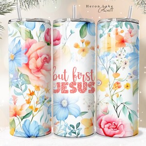 Jesus Bestes Geschenk aller Zeiten Jesus Tumbler Wrap PNG Floral Christian 20 oz Straight Sublimation Download Seamless