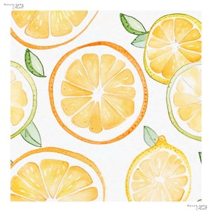 Joli motif répétitif aquarelle orange citron, pour textiles, travaux manuels, scrapbooking, tissu en papier numérique de fruits TÉLÉCHARGEMENT IMMÉDIAT