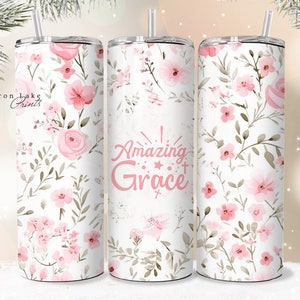 Erstaunliche Anmut Shabby Chic Christian Jesus Tumbler Wrap PNG 20 Unze Gerade Becher Sublimation PNG Sofortiger Download Nahtlos