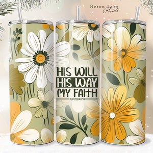 Sein Wille, sein Weg Tumbler Wrap PNG Shabby Chic Floral Christian Jesus Tumbler Wrap 20 oz Gerade Tumbler Sublimation PNG Download Nahtlose