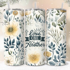 Love One Andere Gnade Shabby Chic Christian Jesus Tumbler Wrap PNG 20 oz Straight Tumbler Sublimation PNG Instant Download Seamless