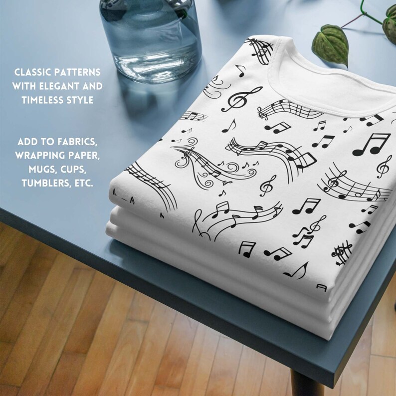 Handstream Notes Pattern Musical Notes Seamless Pattern: Whimsical SVG & PNG (digital Download ...