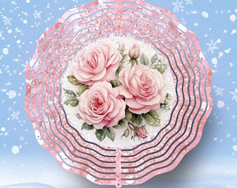 Wind Spinner Tumbler Shabby Chic Roses Sparkles Sublimation PNG 12x12  PNG file, Holiday Gift, Instant Download