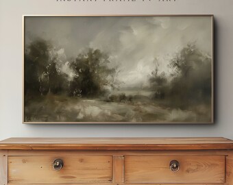 Pintura de paisagem de floresta verde vintage para TV Samsung Frame (download instantâneo)