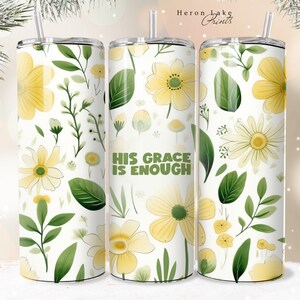 Seine Gnade ist genug PNG Shabby Chic Christian Jesus Tumbler Wrap PNG 20 oz Gerade Becher Sublimation PNG Sofortiger Download Nahtloses Design