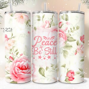 Peace Be Still, Shabby Chic Christian Jesus Becher Wrap PNG, 20 Unze gerade Becher Sublimation PNG Datei, Instant Download Seamless