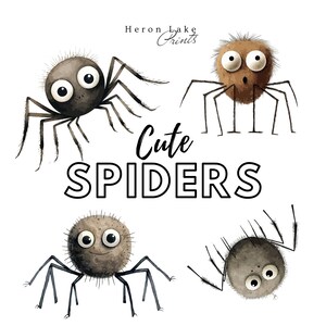 Cute Halloween Spiders Clipart in SVG, PDF, and PNG Formats, for Print on Demand, crafts, gifts, graphics, 8 spider designs included!