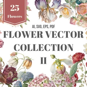 Jardim de flores 2, SVG-Ai-EPS-PDF, vetores florais, 20 florais, designs originais, clipart de flores de jardim, clipart de jardim de casa de campo