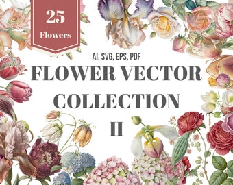 Floral Vector Art: Cottage Garden Flower Clipart (SVG-Ai-EPS-PDF)