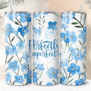 Perfekt Unperfekt Blau Shabby Chic Christian Jesus Becher Wrap PNG 20 oz Gerade Sublimation PNG Sofort Download nahtlos
