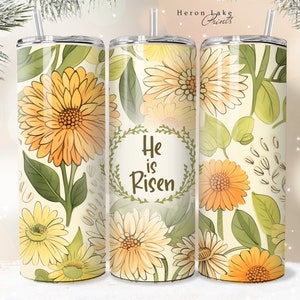 Er ist auferstanden Tumbler Wrap PNG Shabby Chic Floral Christian Jesus Tumbler Wrap PNG 20 oz Straight Tumbler Sublimation PNG Download Seamless