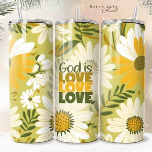 Gott ist LIEBE PNG Shabby Chic Christian Jesus Tumbler Wrap PNG 20 Unze Straight Tumble Sublimation Download Seamlesss