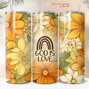 Gott ist LIEBE PNG Shabby Chic Christian Jesus Tumbler Wrap PNG 20 oz Straight Tumble Sublimation Download Seamless