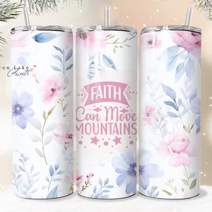 Glaube kann Berge verschieben Gnade Shabby Chic Christian Jesus Tumbler Wrap PNG 20 oz Gerade Becher Sublimation PNG Sofortiger Download Nahtlos