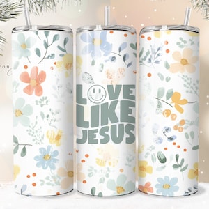 Liebe wie Jesus Shabby Chic Christian Jesus Tumbler Wrap PNG 20 oz Gerade Tumbler Sublimation PNG Instant Download Nahtlos