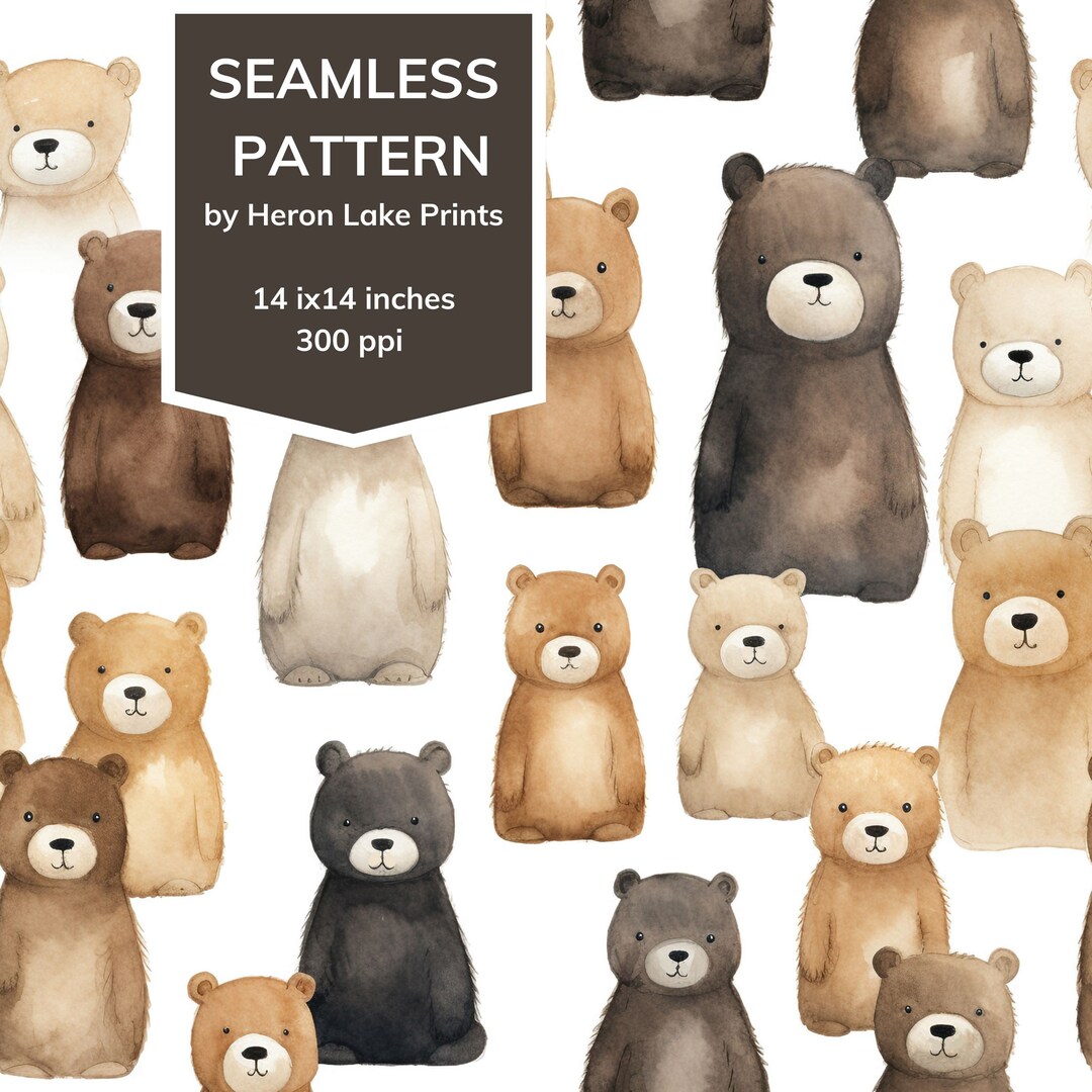 Teddy Bear Seamless Pattern | Bear Digital Seamless Pattern File ...