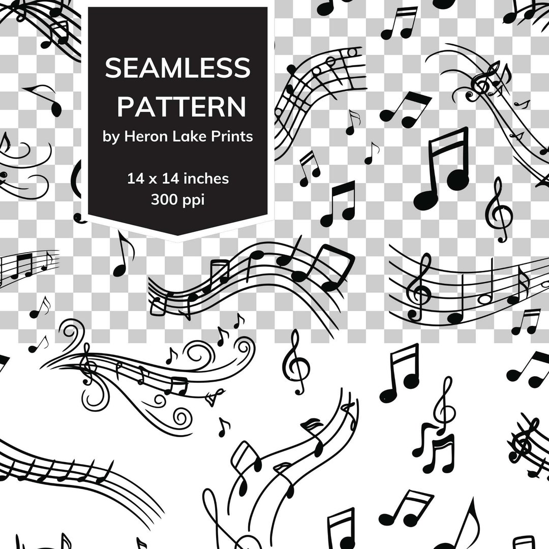 Musical Notes Seamless Pattern: Whimsical SVG & PNG (digital Download ...