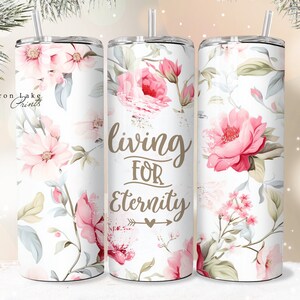 Leben für die Ewigkeit Shabby Chic Christian Jesus Tumbler Wrap PNG 20 oz Gerade Tumbler Sublimation PNG Datei Instant Download Nahtlos