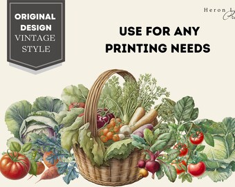 Vintage Veggie Garden SVG Bundle: Botanical Vegetable