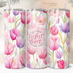 Lassen Sie Ihr Licht Shine Jesus Tumbler Wrap PNG Floral Christian 20 oz Straight Sublimation Download Seamless