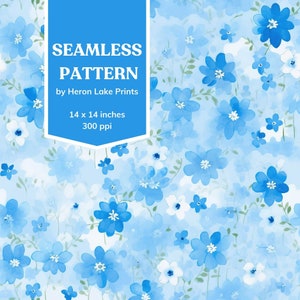 Blauwe bloemen Forget Me Nots, Naadloos Herhaalpatroon Tegel Pastel Shabby Chic Cottagecore Vrouwelijk Girly Design voor POD Commercial