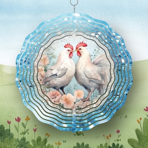 Wind Spinner Shabby Chic Hühner Sublimation PNG 12 x 12 Zoll bei 300 ppi PNG Datei, Tumbler Wraps auch, Weihnachten Geburtstagsgeschenk