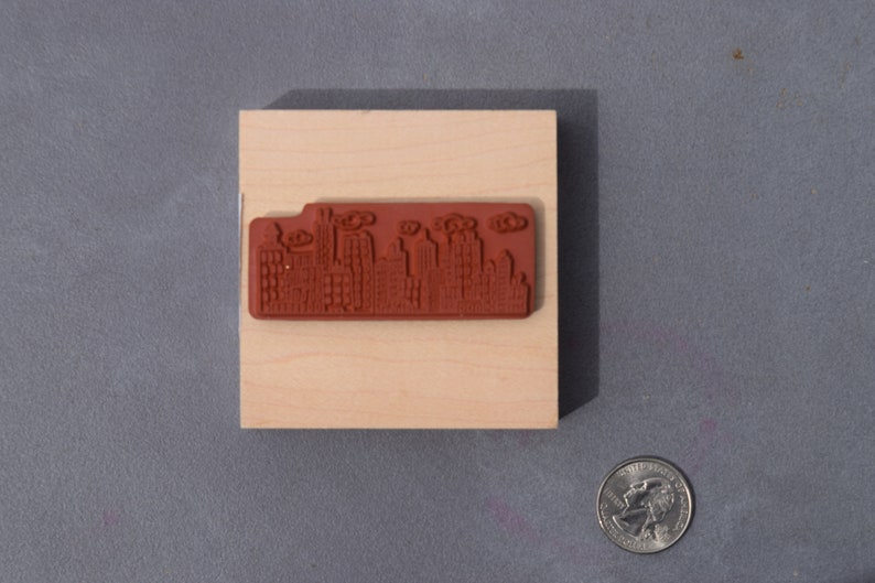 Paper crafts CityScape Rubber Stamp Scrapbooking Art Collage Cute Buildings!! Wood Block City Buildings Skyscrapers Skyline Cardmaking