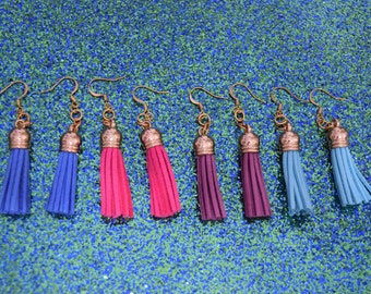 Set of Tassel Earrings! Colorful Cheerful Boho pink blue gold purple everyday feminine Delicate Dainty Cute earring set Gift idea Fun bright