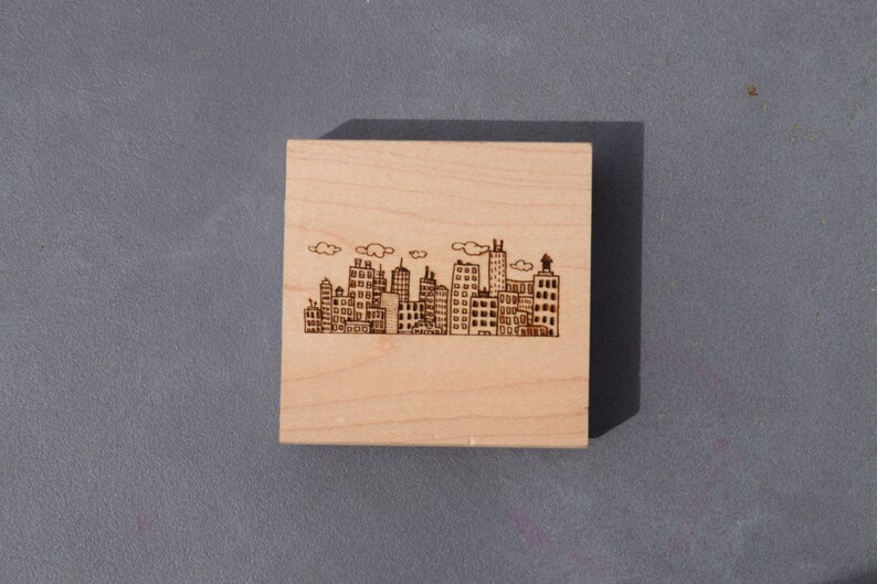 Paper crafts CityScape Rubber Stamp Scrapbooking Art Collage Cute Buildings!! Wood Block City Buildings Skyscrapers Skyline Cardmaking
