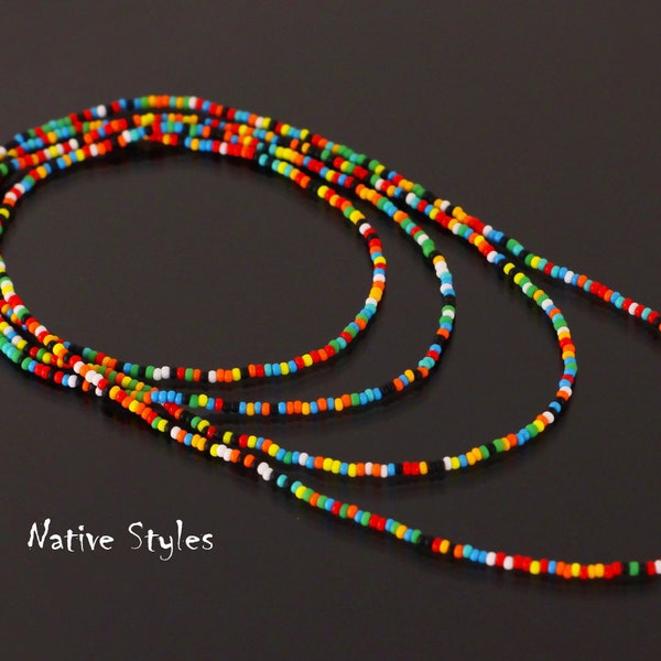 ALL SIZES Confetti Seed Bead Necklace,DAINTY Hippie Necklace,Bohemian Necklace,Native American Style,Colorful Confetti Choker,Hippie Layered