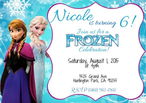 Frozen Elsa And Anna Invitation Digital File Etsy - roblox invitations personalised birthday party invites ebay