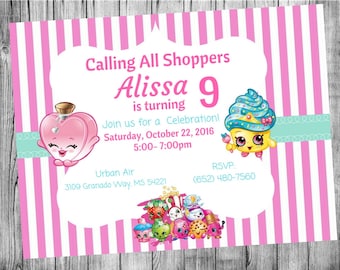 Shopkins Invitation...  Custom, Personalized DIGITAL FILE, You Print