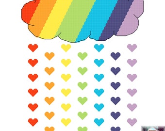 rainbow drops of love with white cloud 17 cross stitch etsy