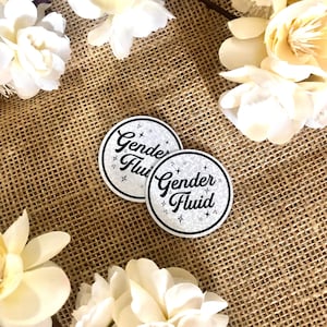 Gender Fluid: ronde glittersticker van 2 inch