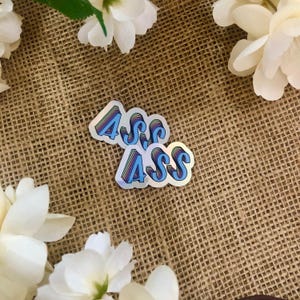 HOLOGRAPHISCHE STICKER - Ass Mini Lustiger Gag Swear Wort Butt Aufkleber