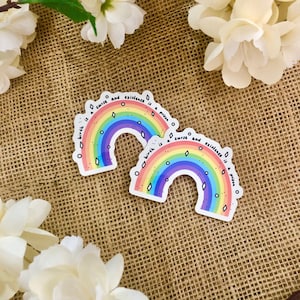 Geburt ist ein Fluch und Existenz ist ein Knast Existtial Rainbow Sticker - The Good Place Inspiriert