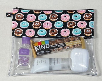 Clear Vinyl Pouch | Makeup Bag | Cosmetic Bag | Clear Pouch - Donuts