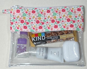 Clear Vinyl Pouch | Makeup Bag | Cosmetic Bag | Clear Pouch - Floral, Glam Girl by Dani Mogstad for Riley Blake